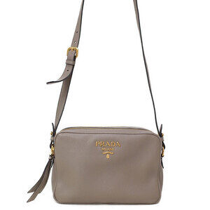 Prada Vitello Phenix camera Crossbody bag argilla gray grained leather